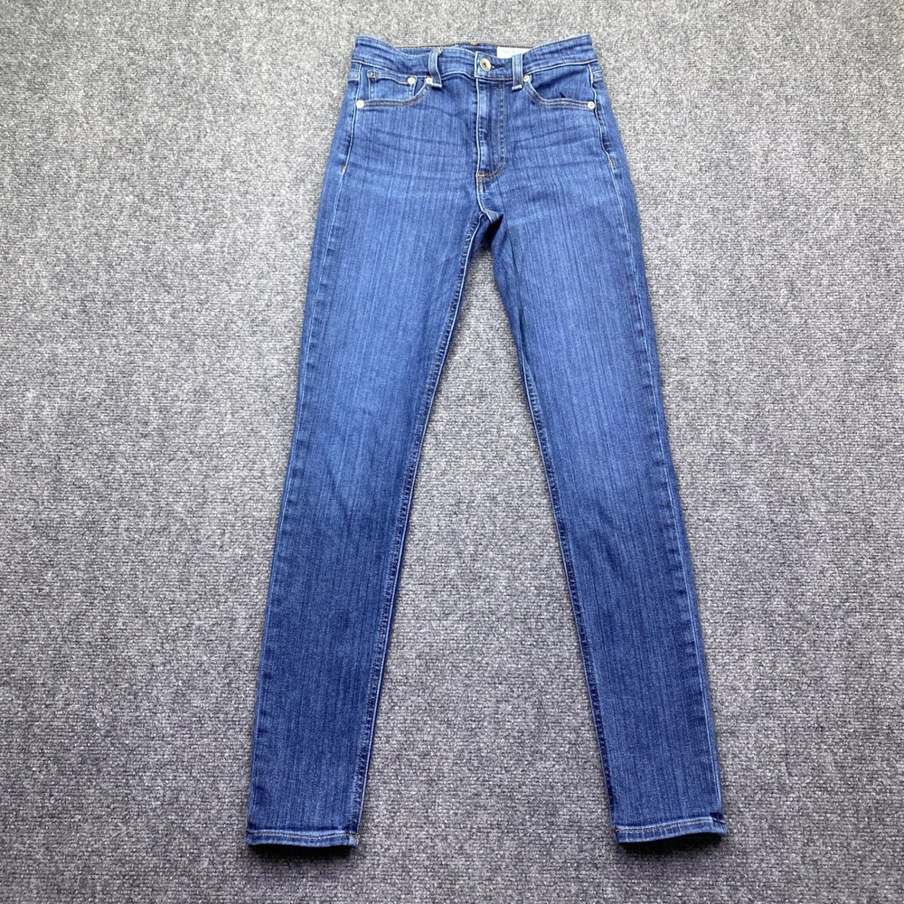 Rag & Bone Nina High Rise Skinny Jeans Charlock Dark Wash Blue Size 23 Grunge